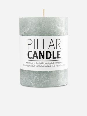 pillar candle rustic duckegg 7.3x10cm