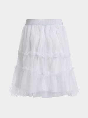 Jet Younger Girls White Mesh Skirt