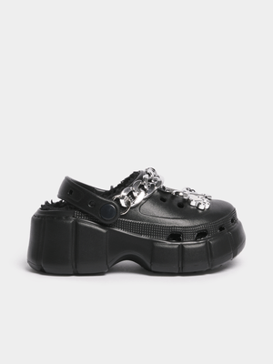 Jet Younger Girls Black Clogs