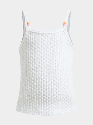 Jet Younger Girls White Crochet Vest