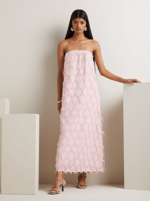 Women's Iconography Eyelash Strapless Column Maxi Dress