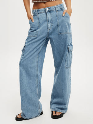 Women's Cotton On Blue Relaxed Cargo Jeans