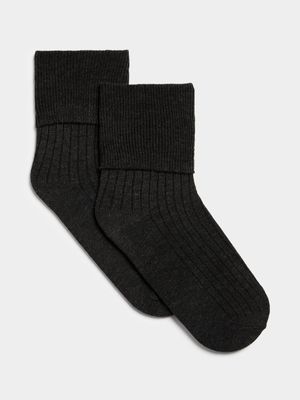 Jet Boys Grey 2 Pack Anklet School Socks 4-7