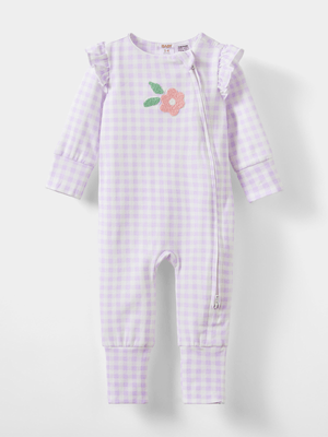 Cotton On Baby Purple The Long Sleeve Zip Romper