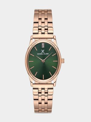 Daniel Klein Rose Plated Green Dial Bracelet Watch