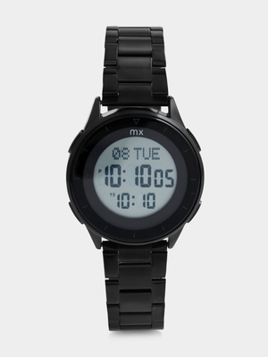 MX Black Plated Round Black Digital Bracelet Watch