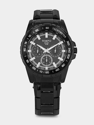 Tempo Men’s Black Plated Black Dial Bracelet Watch