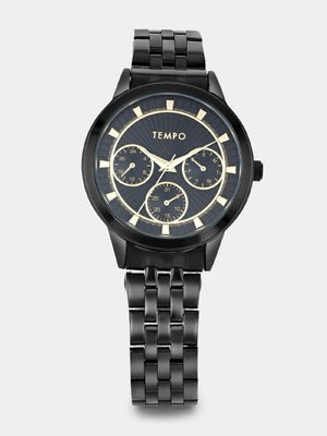 Tempo Black Plated Multi Dial Bracelet Watch