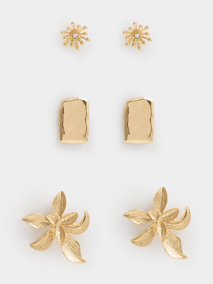 3 Pack Flora Stud Earrings