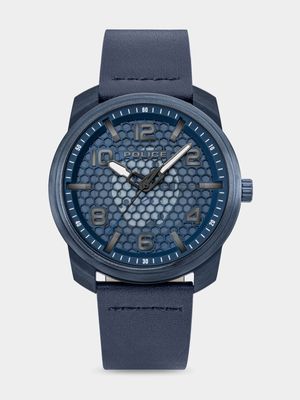 Police Protector Blue Plated Navy Dial Blue Leather Strap