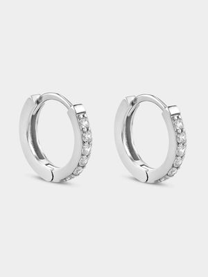 Sterling Silver Cubic Zirconia Small Hoop Earrings