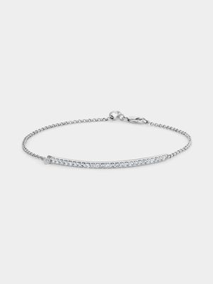 Cheté Sterling Silver Cubic Zirconia Women’s Bar Bracelet