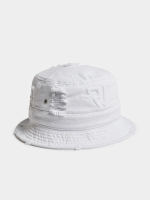 Men's Relay Jeans Rip & Repair Denim White Bucket Hat