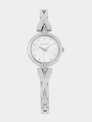 Tempo Ladies Silver Toned Bangle Watch