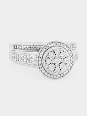 Sterling Silver Lab Grown Diamond Round Halo Twinset Ring