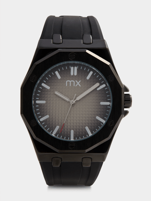 MX Black Plated Black Dial Black Silicone Watch