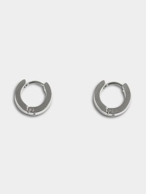 Men's Markham Stainless Steel Classic Silver Huggie Earrings