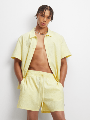 Men's Yellow  Co-Ord Seersucker Shorts