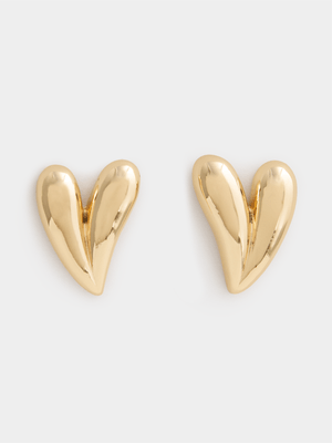 3D Heart Drop Earrings