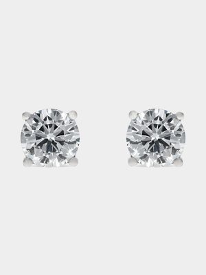 Cheté Sterling Silver & Round Cubic Zirconia Stud Earrings