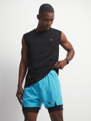 Mens TS Dri-Tech® 2-In-1 Blue/Black Run Shorts