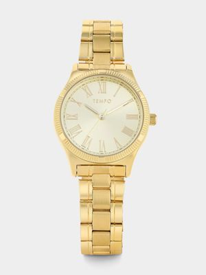 Tempo Gold Plated Champagne Dial Bracelet Watch