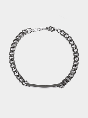 Men's Markham Stainless Steel Slim Curb Chain Grey Bracelet