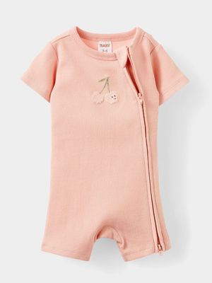 Cotton On Baby Orange The Short Sleeve Zip Romper