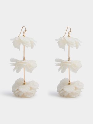 Linen Flower Drop Earrings