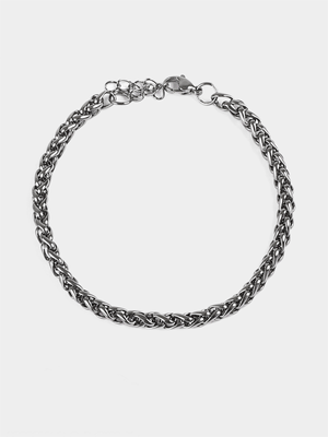 Men's Markham Stainless Steel Rope Chain Grey Bracelet