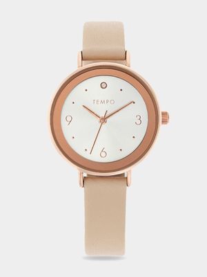 Tempo Ladies Sand Leather Watch