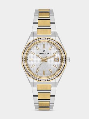 Daniel Klein Gold Plated Silver Tone Dial Two-Tone Bracelet Watch