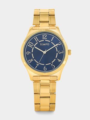 Tempo Gold Plated Blue Dial Bracelet Watch