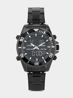 Tempo Active Black Plated Black Dial Two-Tone Bracelet Watch