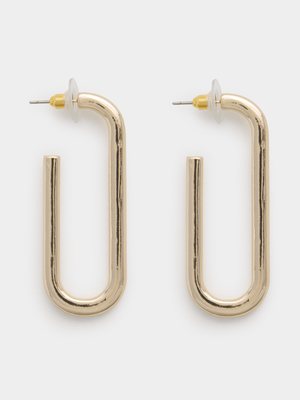 Long Oblong Hoop Earrings