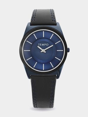 Tempo Men's Blue Leather Watch