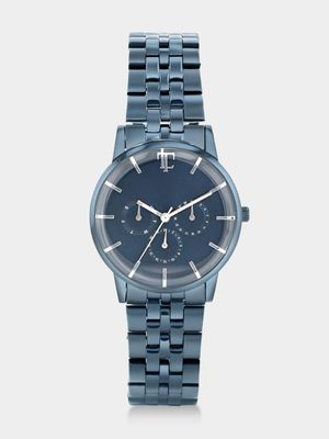 Legacy Milano Blue Plated Navy Dial Bracelet Watch 38mm