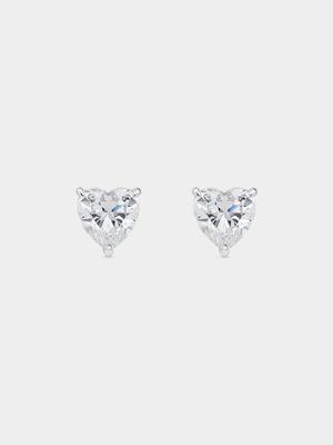 Cheté Sterling Silver Cubic Zirconia Heart Stud Earrings