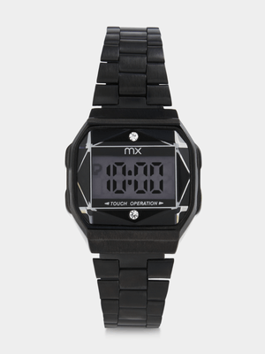 MX Black Plated Hexagonal Black Digital Bracelet Watch