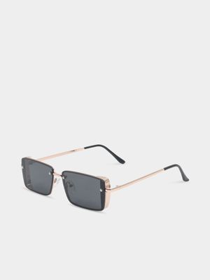 Men's Markham Inlay Rectangular Gold Sunglasses