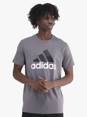 Mens adidas Big Logo SJ Grey/White Tee