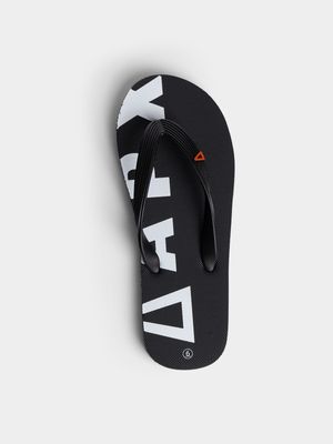 APX Stripe Printed Step Up Black Flip-Flop