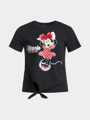 Jet Older Girls Black Minnie Mouse T-Shirt