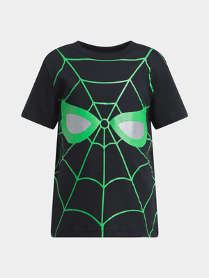 Jet Younger Boys Black/Green Spiderman T-Shirt