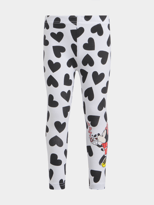 Jet Younger Girls Black/White Minnie Heart Leggings