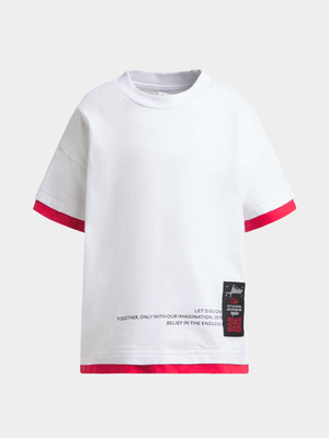 Jet Younger Boy's White/Red Twofer Fash T-Shirt