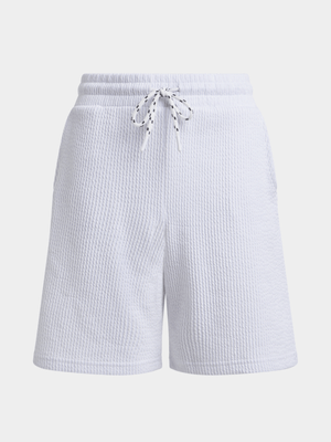 Jet Teen Boys White Textured Shorts