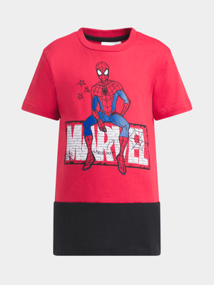 Jet Younger Boys Red/Black Spiderman T-Shirt