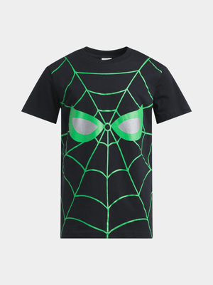 Jet Older Boys Black/Green Spiderman T-Shirt