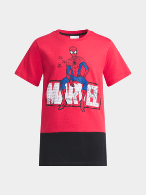 Jet Older Boys Red/Black Spiderman T-Shirt